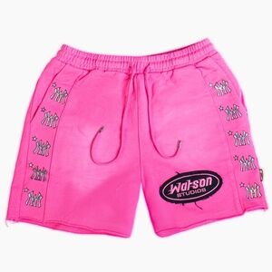 Watson Studios Ultra Sound Records Cotton Shorts  Pink XS  M L XL Streetwear